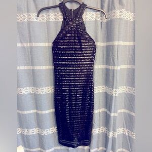 TRINA TURK Black Sexy halter neck sequin party dress Size 4